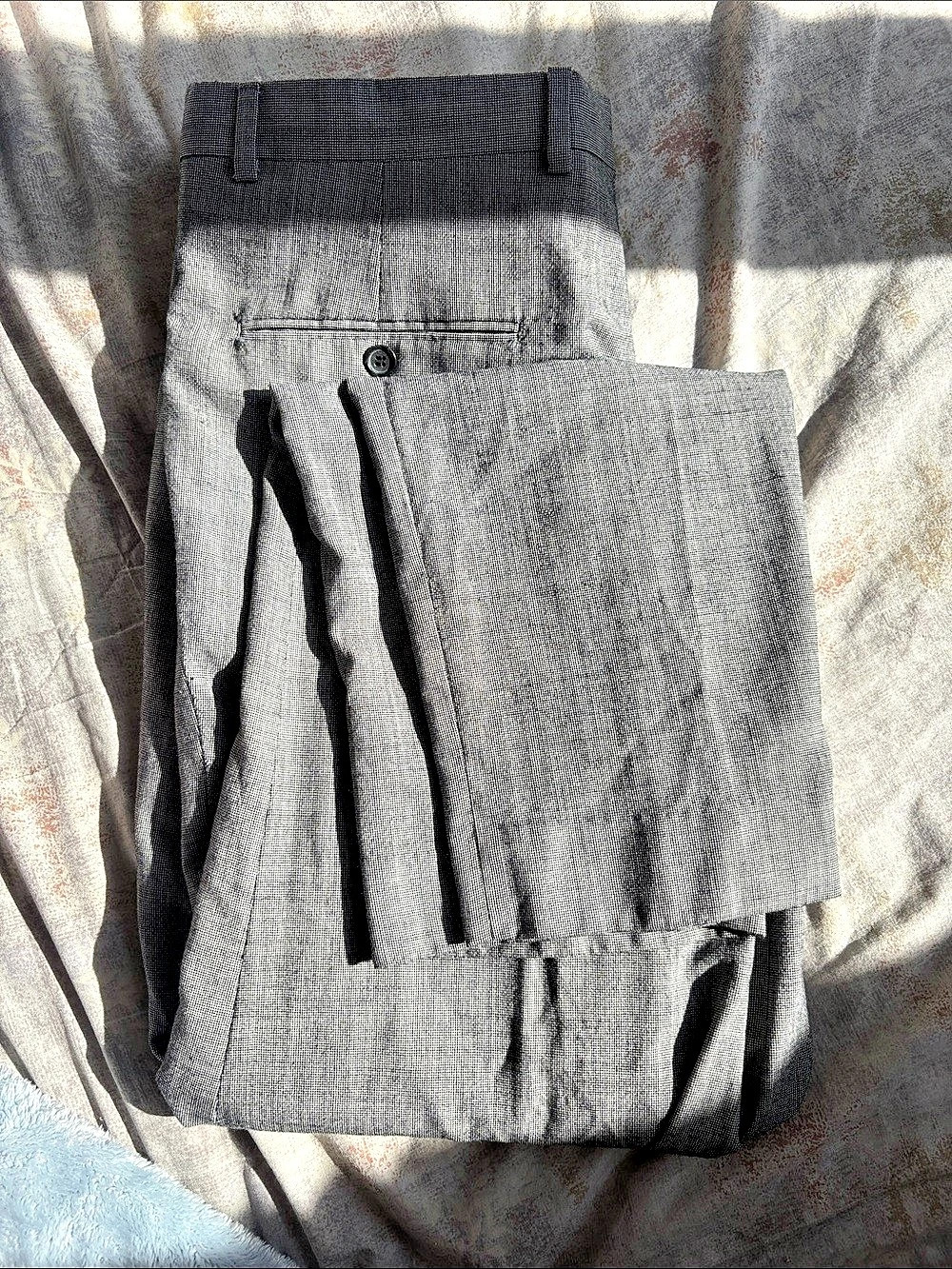 Burberry London Double Pleated Trousers Grey Micro Houndstooth Men's 32